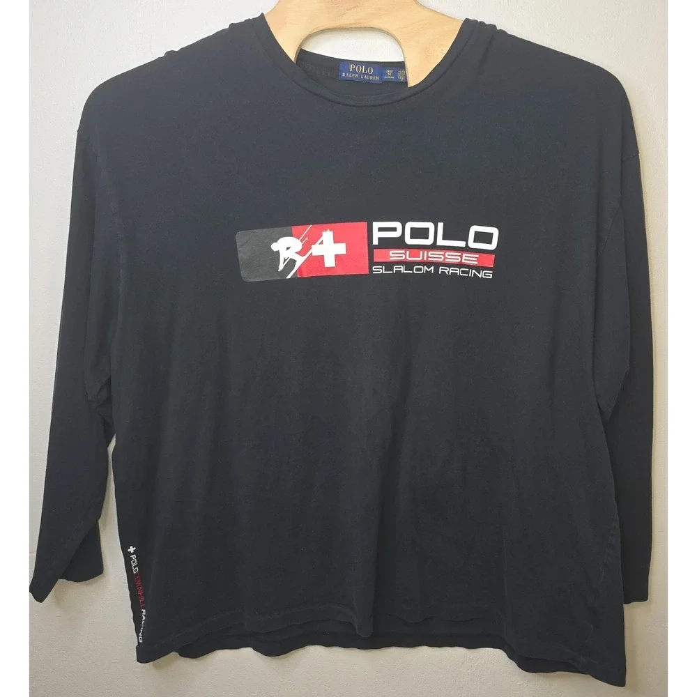 POLO RALPH LAUREN 3XB Suisse Slalom Racing Black Long Sleeve T-shirt -2699